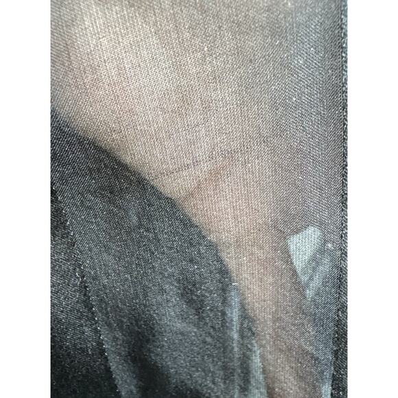 LAURA ASHLEY Rectangle Scarf Black Floral Silk Wide Sheer Stripes READ - Picture 11 of 12